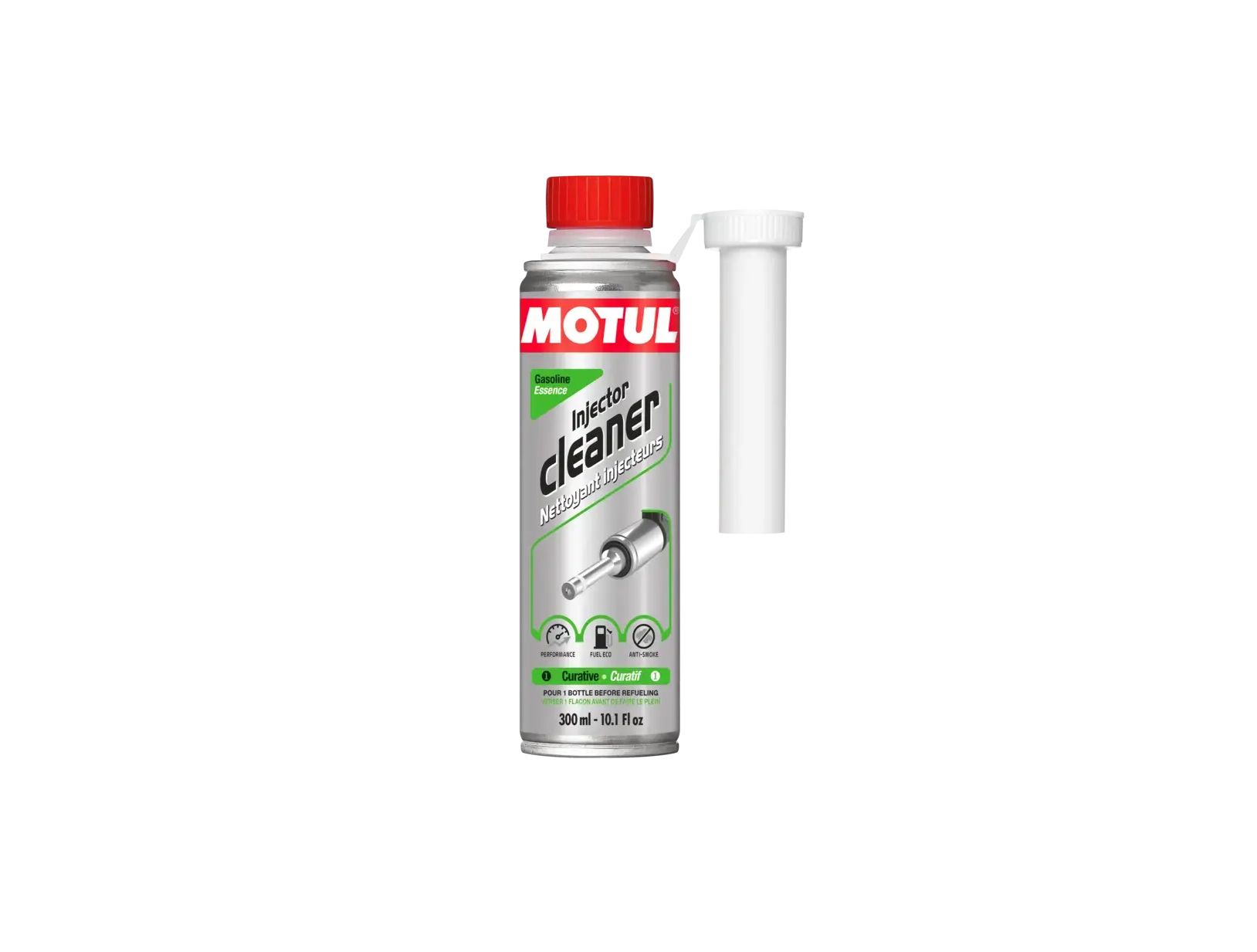 Присадка Injector cleaner gasoline 0.3 л представляет собой средство для очистки топлива MOTUL
